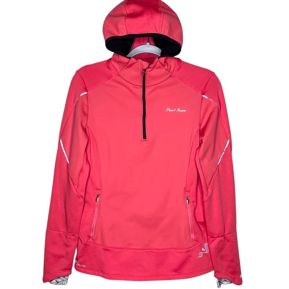 Pearl Izumi Elite Windblocking Cycling Hoodie L Pink Pockets Thumbholes 1/2 Zip